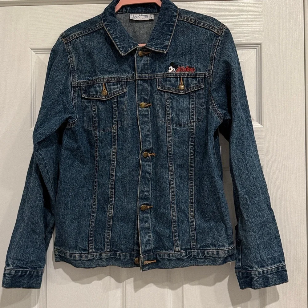 DISNEYLAND VINTAGE PARIS PARKS Official Patchwork Denim Jacket Mickey Girls 14
